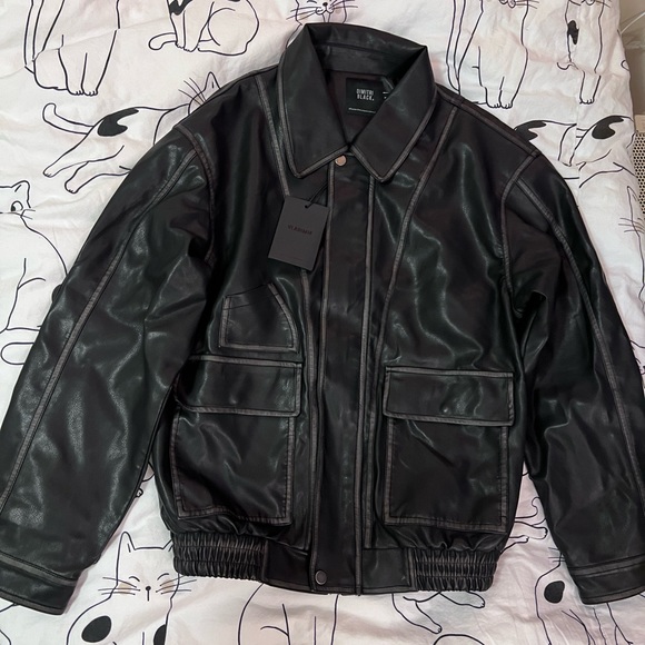 MUSINSA DIMITRI BLACK Korean Brand Authentic Washed Vegan Leather Jacket Black - Picture 13 of 15